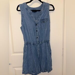 Denim Sleeveless Button-Down Romper